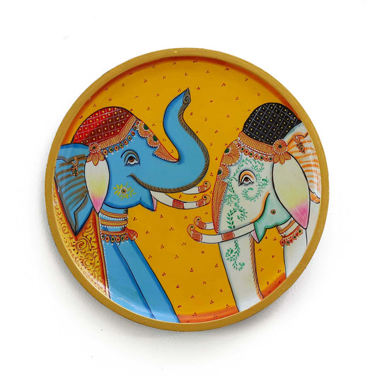 Handpainted Royal Elephant Home Decor Plate Wall-hanging