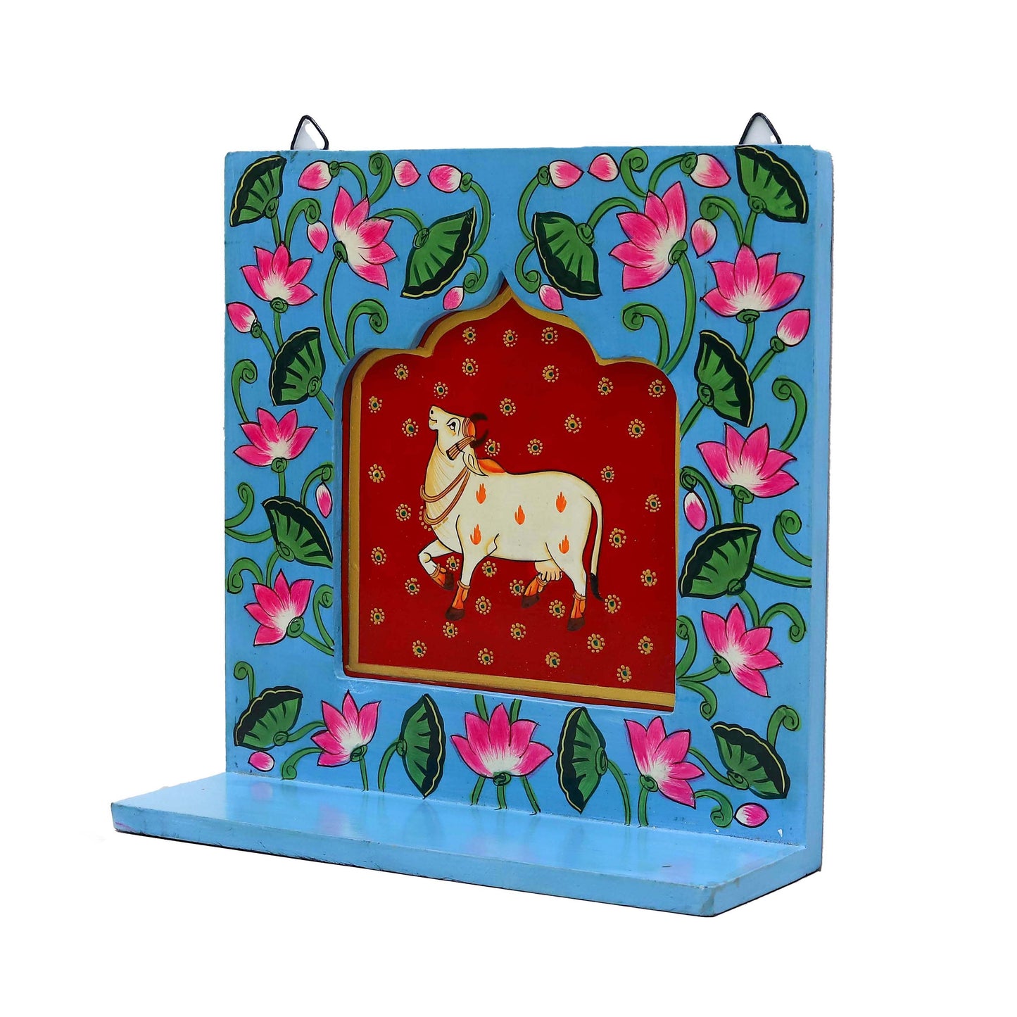 Deep Sky Blue Wooden Pichwai Wall Photo Frame
