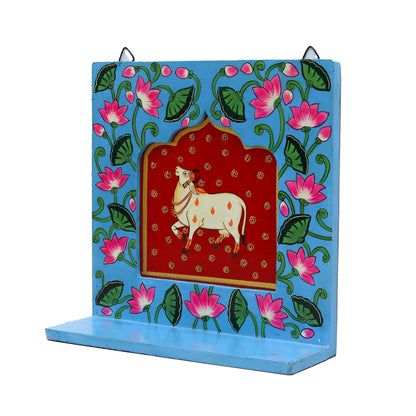 Deep Sky Blue Wooden Pichwai Wall Photo Frame