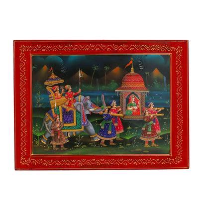Handpainted Maharaja Wedding Procession Wall Decor Painting