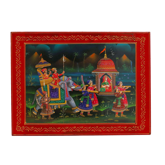 Handpainted Maharaja Wedding Procession Wall Decor Painting