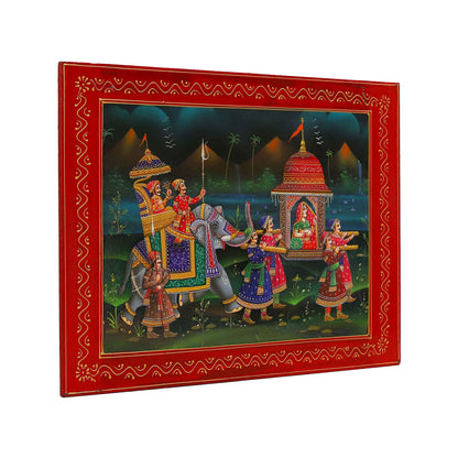 Handpainted Maharaja Wedding Procession Wall Decor Painting