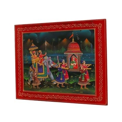 Handpainted Maharaja Wedding Procession Wall Decor Painting