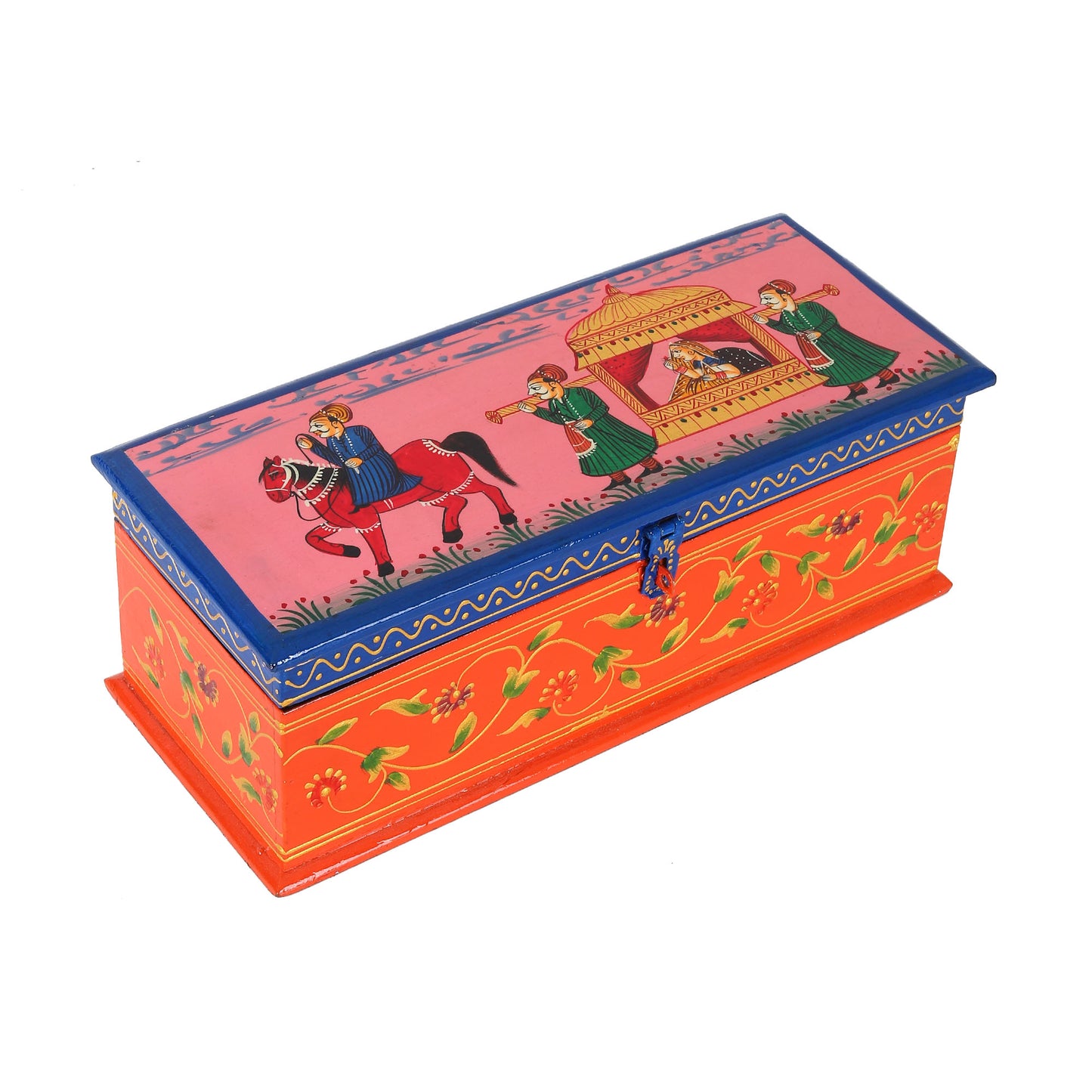 Hand Painted Dhola Maru Wooden Bangle  Box Decorative Showpiece