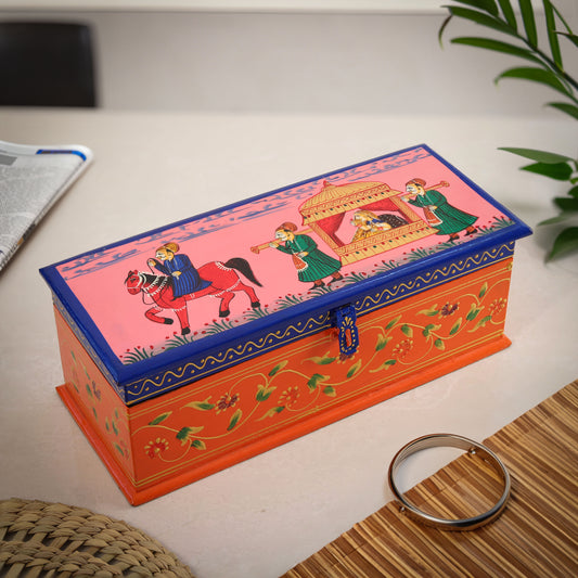 Hand Painted Dhola Maru Wooden Bangle  Box Decorative Showpiece