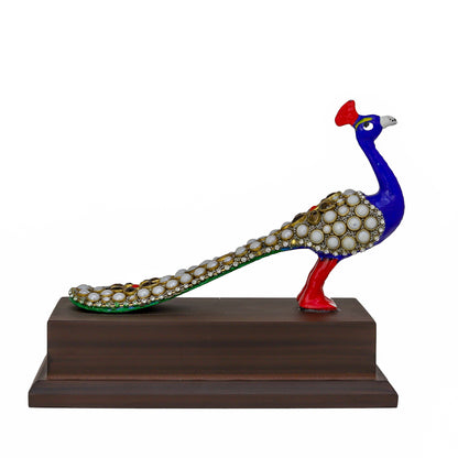 Metal Stone Work Peacock Statue – Decorative Showpiece for Home, Office & Living Room
