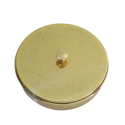 Pure Brass Spice Box for Kitchen – Traditional Masala Container with 7 Detachable Compartments & Spoon (40ml Each)