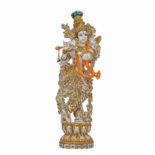 Resin Krishna Ji Idol Sculpture Divine Symbol of Love, Peace & Playfulness | Ideal for Home Temple, Office & Gifting