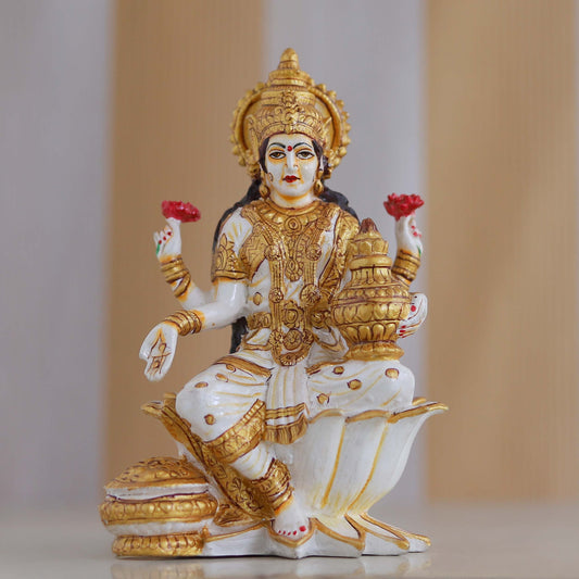 Resin Lakshmi Idol Sculpture Goddess of Wealth & Prosperity | Ideal for Home, Office & Gifting