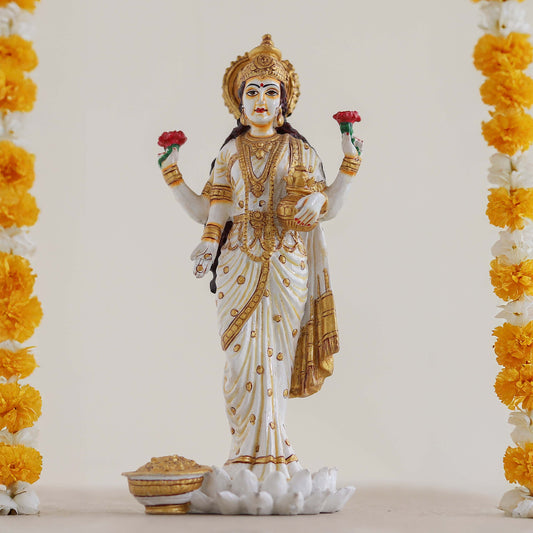 Resin Lakshmi Idol Sculpture Goddess of Wealth & Prosperity | Ideal for Home, Office & Gifting