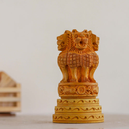 Ashoka Stambh Wooden Pen Stand – 6 Inch Premium Desk Organizer | Ideal Gift for Clients, Teachers, Friends & Office Use