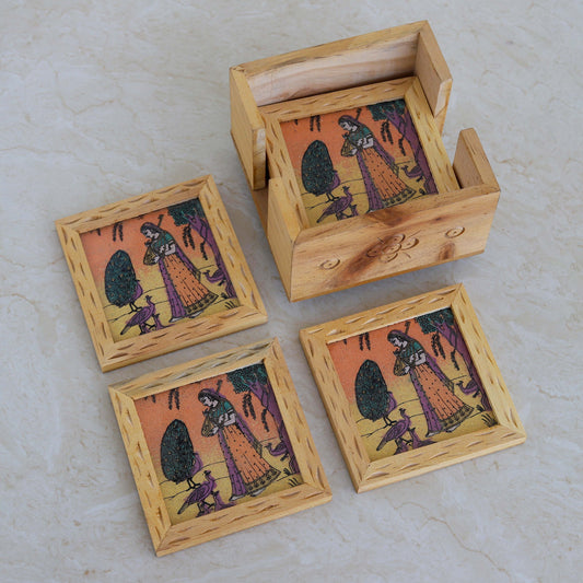 Wooden Gemstone Tea Coasters – Set of 6 Handcrafted Elegance for Your Table