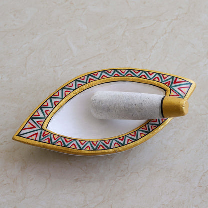 Handcrafted Stone Mortar and Pestle Set (Khalbatta/Imam Dasta/Ohkli Musal) Traditional Spice Grinder & Masher for Kitchen Use