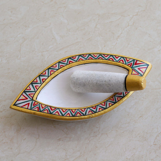 Handcrafted Stone Mortar and Pestle Set (Khalbatta/Imam Dasta/Ohkli Musal) Traditional Spice Grinder & Masher for Kitchen Use